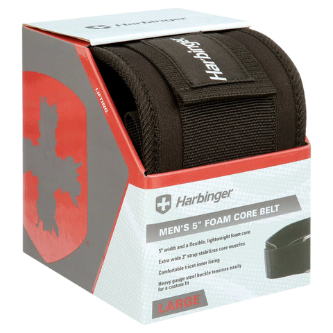 Harbinger Black 5" Foam Core Nylon Weightlifting Belt, Men's Large